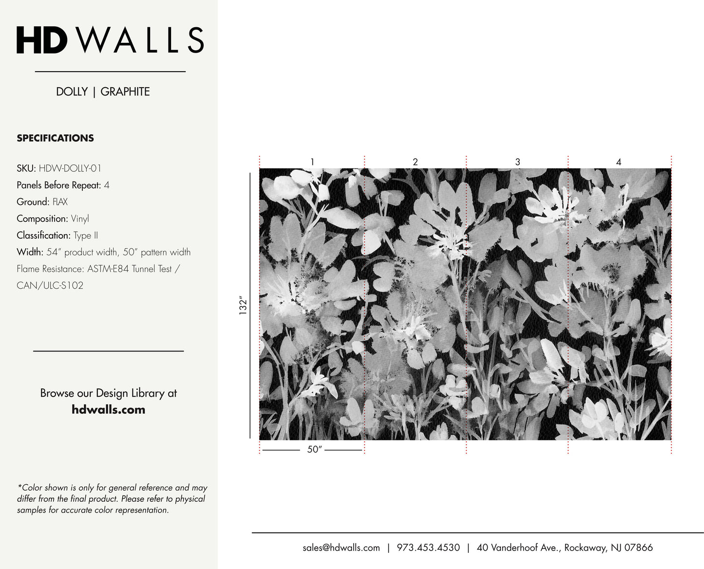 Dolly Graphite alternative durable scratch-resistant protective wallcovering sample view.