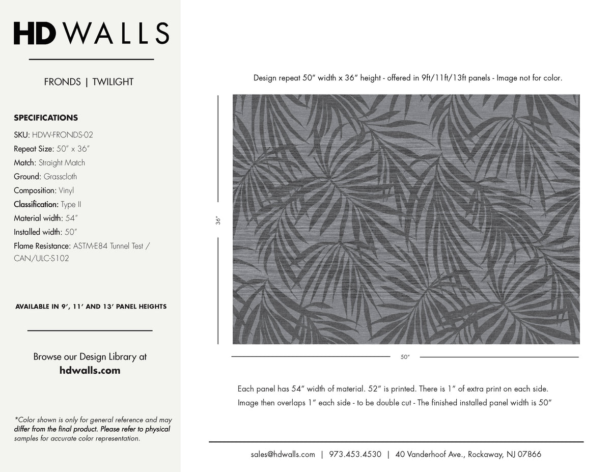 Fronds Twilight by HDWALLS — wallcovering tear sheet