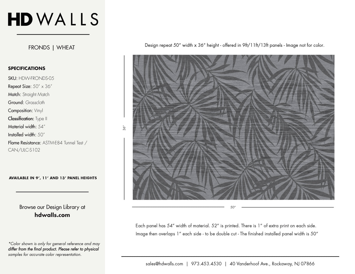 Fronds Wheat by HDWALLS — wallcovering tear sheet