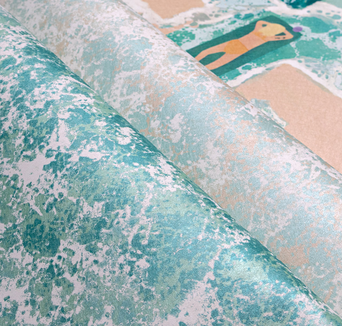Shore Thing Pacific Azure Type II Vinyl Wallcovering by HDWALLS — macro surface texture close-up
