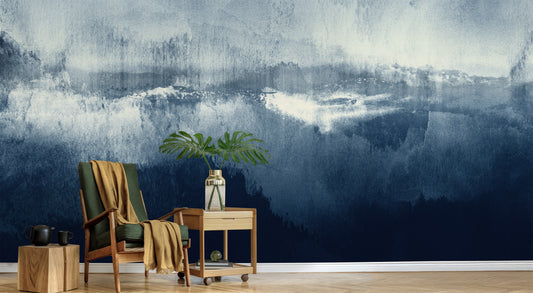 Cove Storm high-performance designer wallcovering installed in a high-traffic modern family home foyer entryway layout.