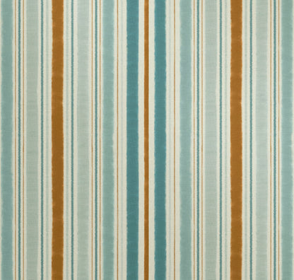 Striped fabric pattern with vertical lines in brown, blue, and beige.