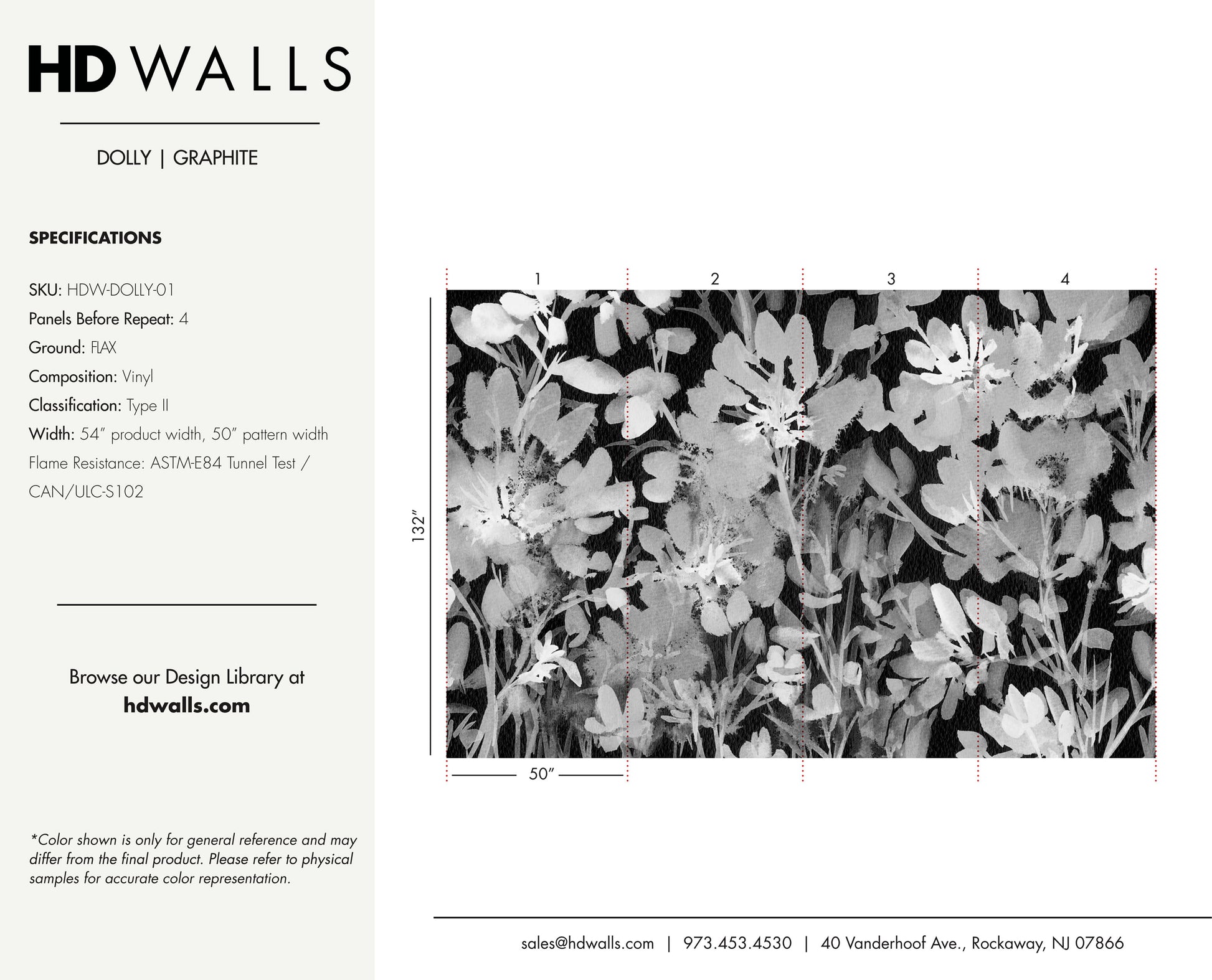 Dolly Graphite alternative durable scratch-resistant protective wallcovering sample view.