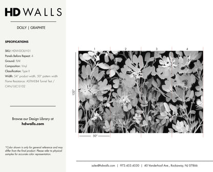Dolly Graphite alternative durable scratch-resistant protective wallcovering sample view.