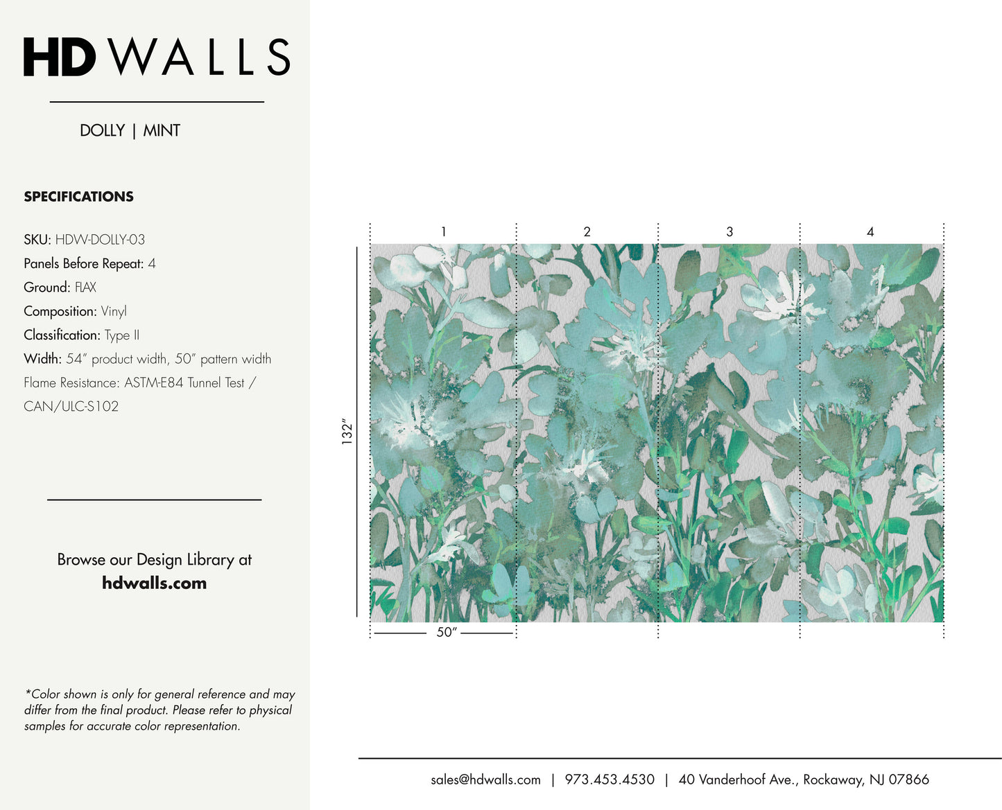 Dolly Mint alternative durable scratch-resistant protective wallcovering sample view.