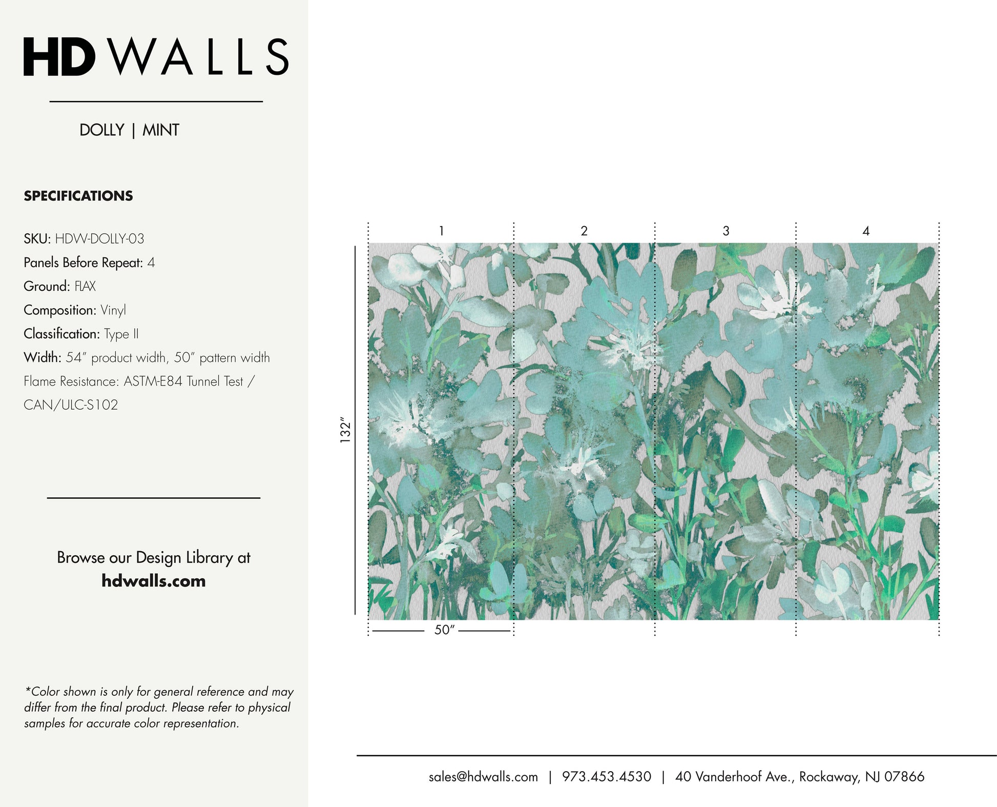 Dolly Mint alternative durable scratch-resistant protective wallcovering sample view.