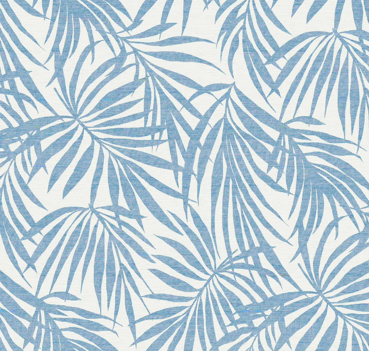 Fronds Denim by HDWALLS — tropical palm leaf wallpaper in blue and light neutral tones
