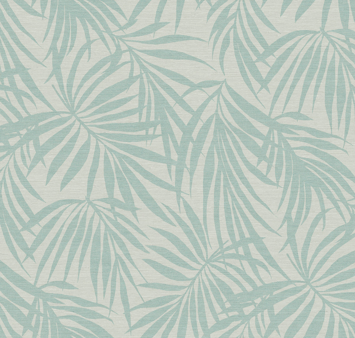 Fronds Light Teal by HDWALLS — tropical palm leaf wallpaper in soft aqua and muted teal