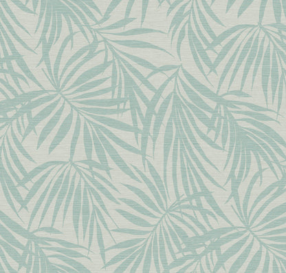 Fronds Light Teal by HDWALLS — tropical palm leaf wallpaper in soft aqua and muted teal