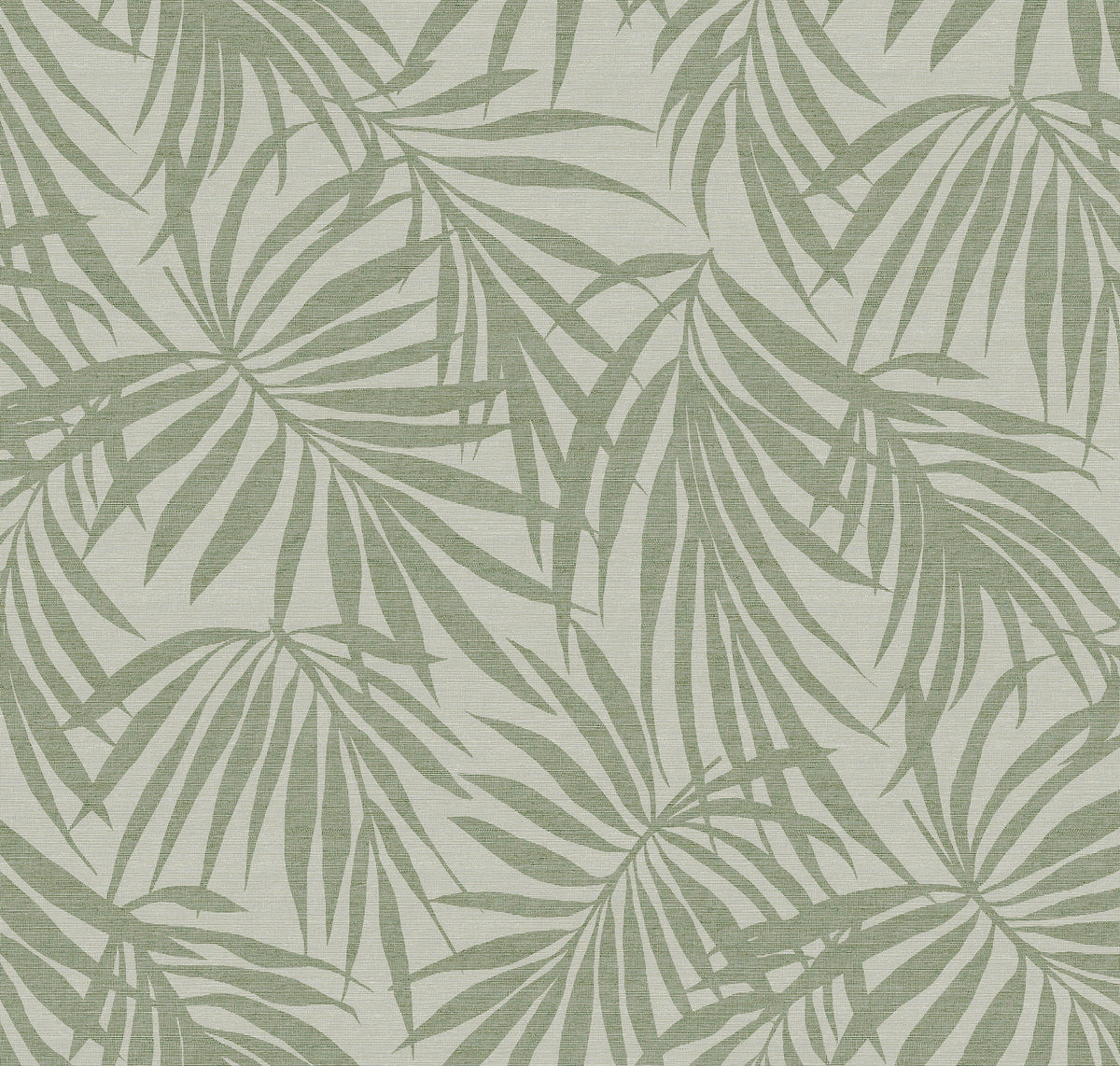 Fronds Moss by HDWALLS — tropical palm leaf wallpaper in muted sage and moss green