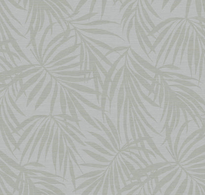 Fronds Twilight by HDWALLS — overlapping palm leaf wallpaper in pale gray neutrals