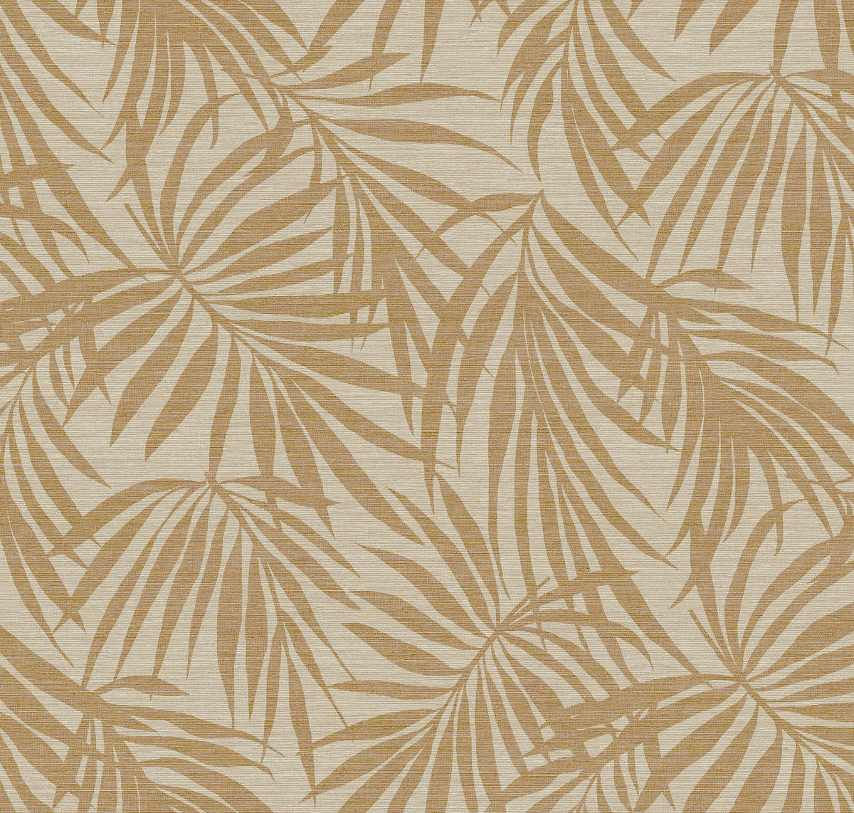 Fronds Wheat by HDWALLS — overlapping palm leaf wallpaper in warm sand and camel tones
