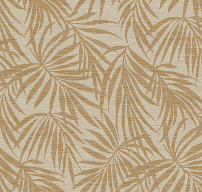 Fronds Wheat by HDWALLS — overlapping palm leaf wallpaper in warm sand and camel tones