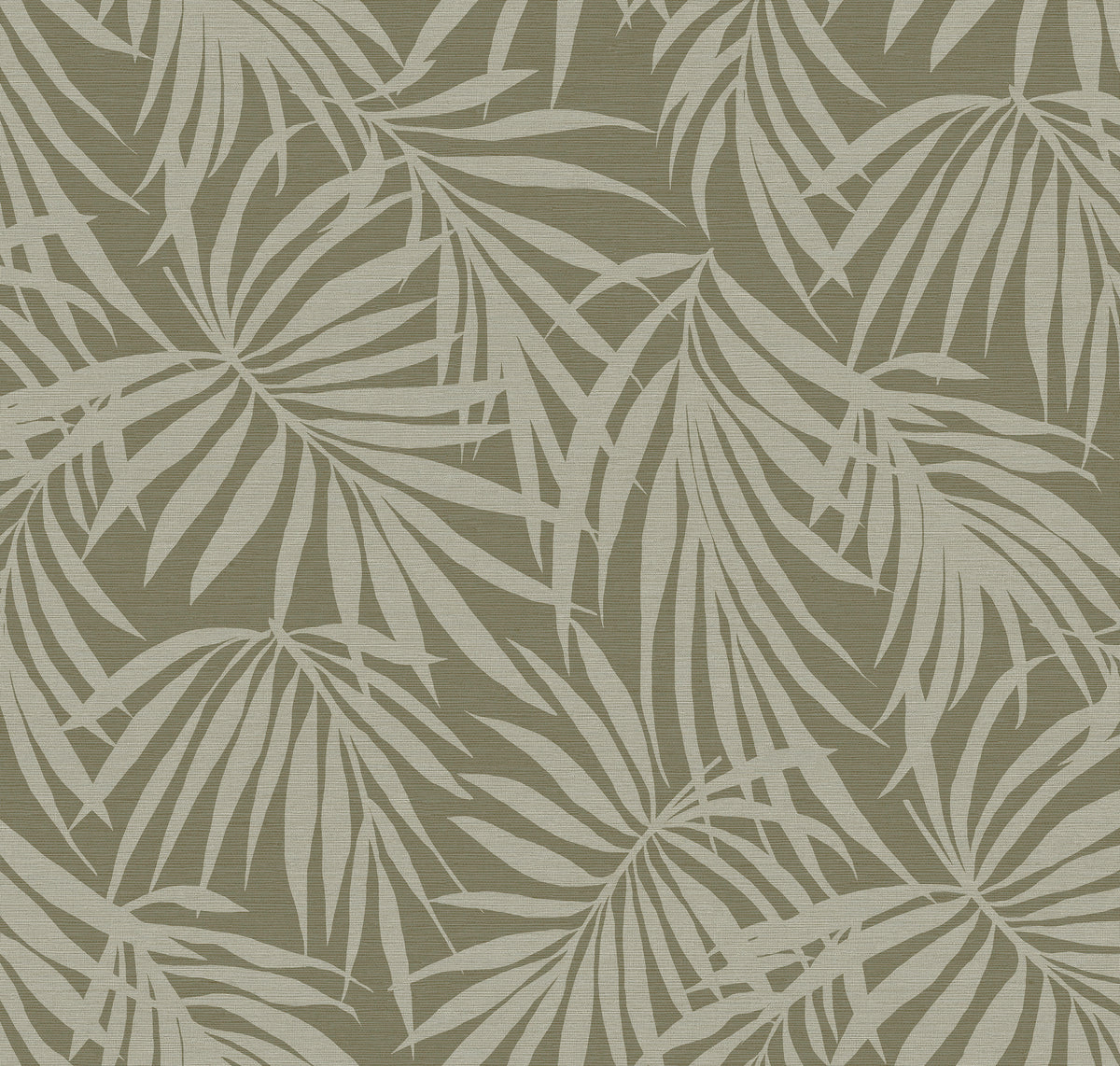 Fronds Silhouette Hemp Green by HDWALLS — layered palm leaf wallpaper in earthy green tones