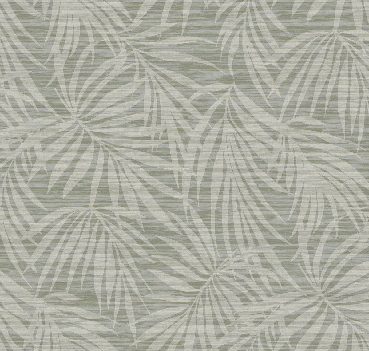 Fronds Silhouette Light Sage by HDWALLS — layered palm leaf wallpaper in pale sage green
