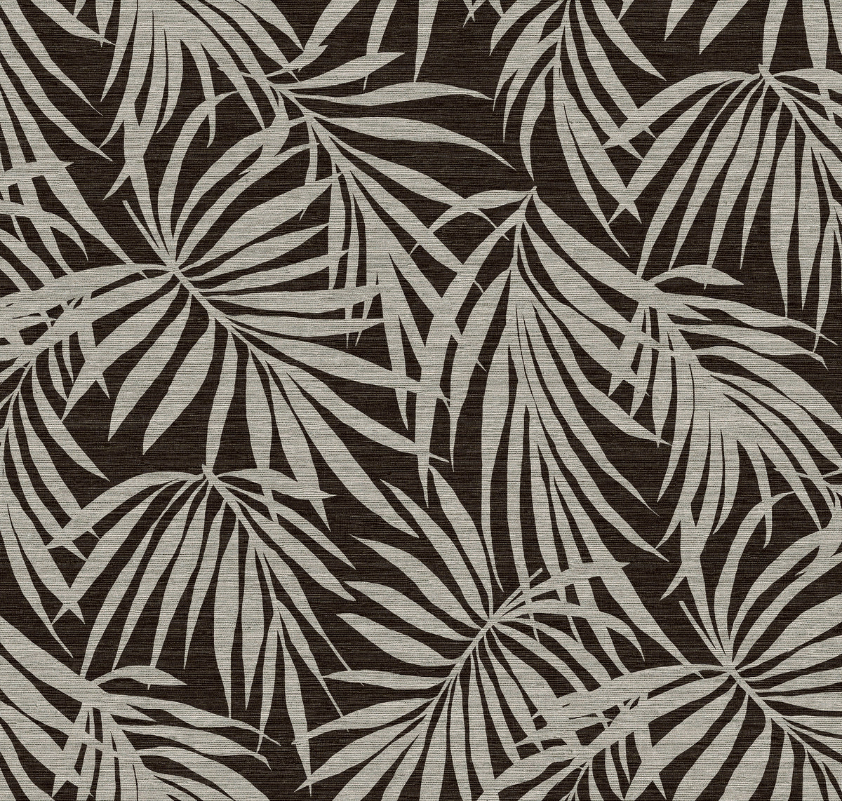Fronds Silhouette Midnight by HDWALLS — light tropical palm leaves against a dark charcoal background