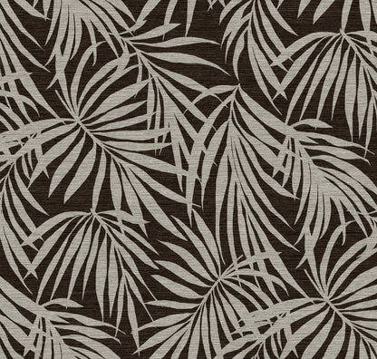 Fronds Silhouette Midnight by HDWALLS — light tropical palm leaves against a dark charcoal background