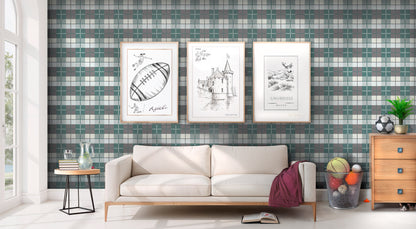 Ewan Sage Mulberry high-performance designer wallcovering installed in a high-traffic modern family home foyer entryway layout.