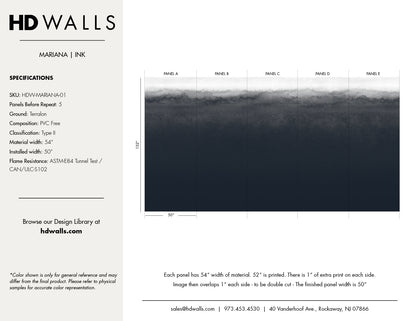 Mariana Ink wallpaper tear sheet – product specifications and colorways by HDWALLS