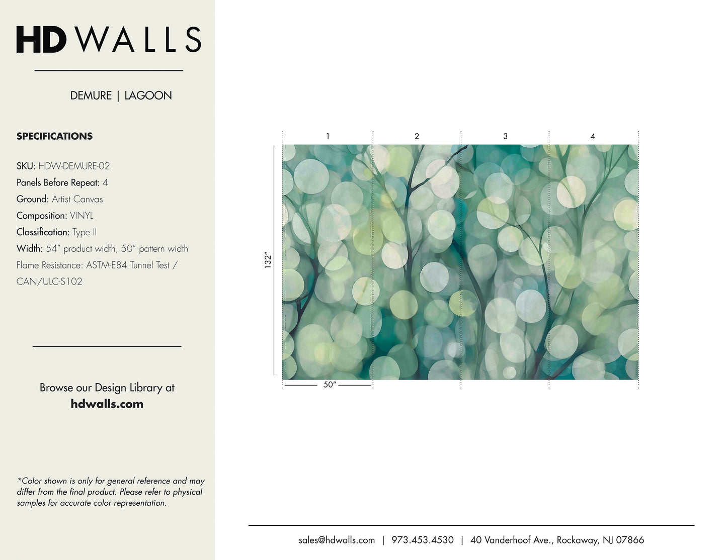 Demure Lagoon alternative durable scratch-resistant protective wallcovering sample view.