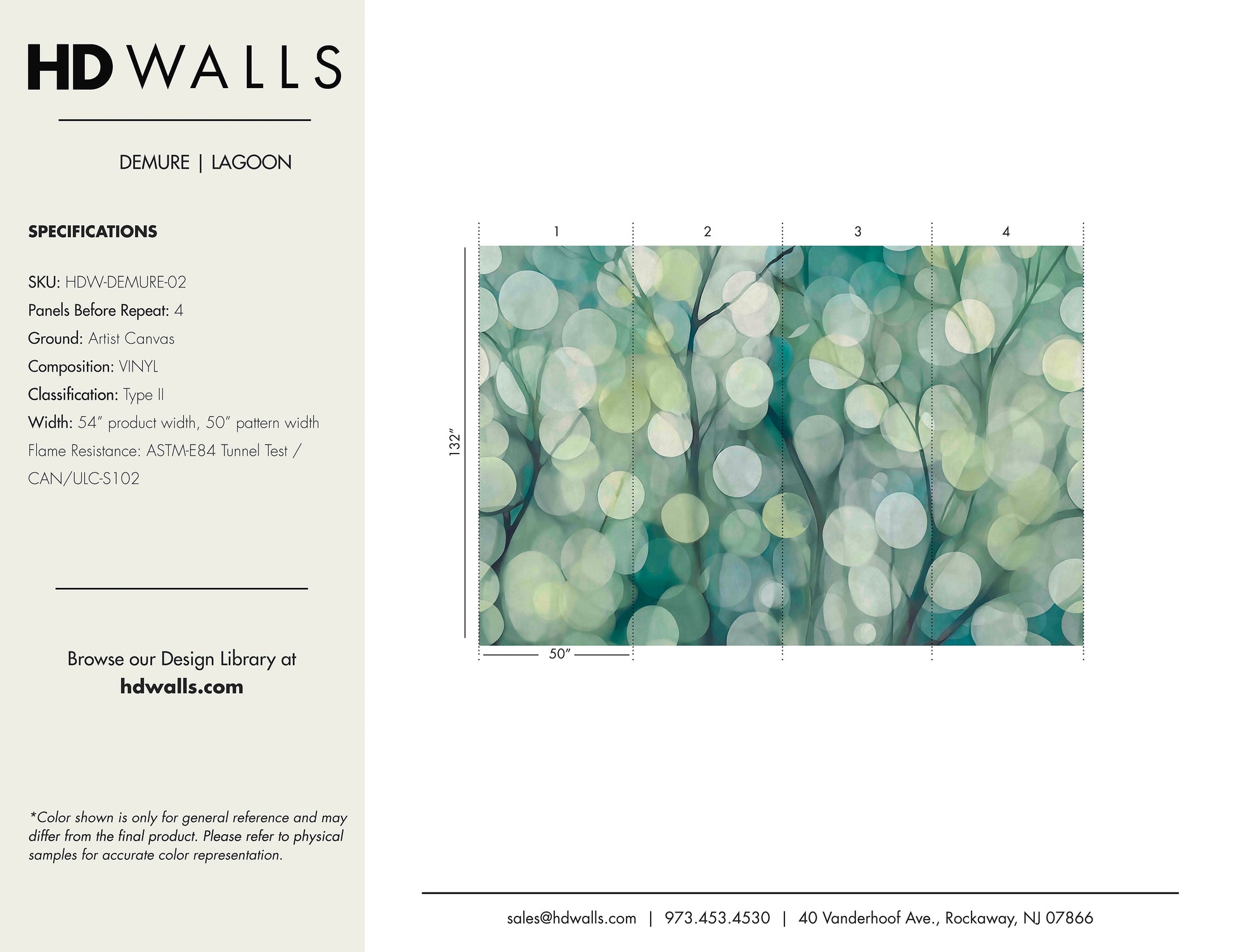 Demure Lagoon alternative durable scratch-resistant protective wallcovering sample view.