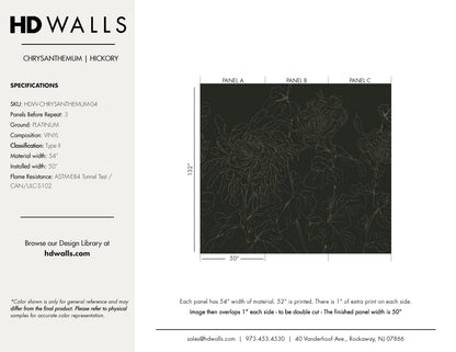 HDWALLS Chrysanthemum Hickory floral wallpaper tear sheet