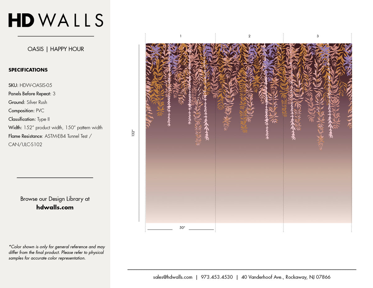Oasis Happy Hour Type II Vinyl Wallcovering by HDWALLS — tear sheet reference
