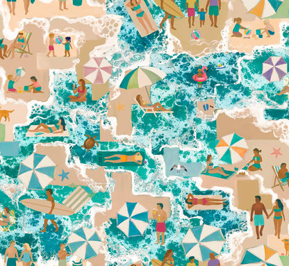 Asbury Seafoam coastal wallcovering room render – HDWALLS Type II vinyl