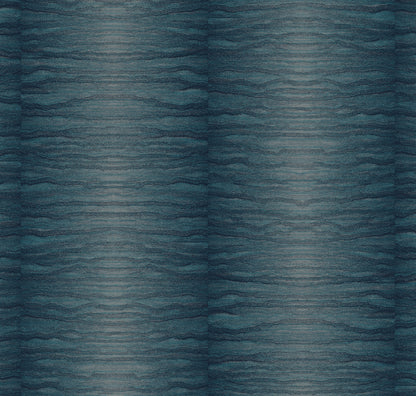 Ceylon Indigo Blue Type II vinyl wallcovering close-up — wavy moiré pattern in deep indigo by HDWALLS