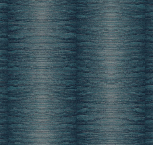 Ceylon Indigo Blue Type II vinyl wallcovering close-up — wavy moiré pattern in deep indigo by HDWALLS