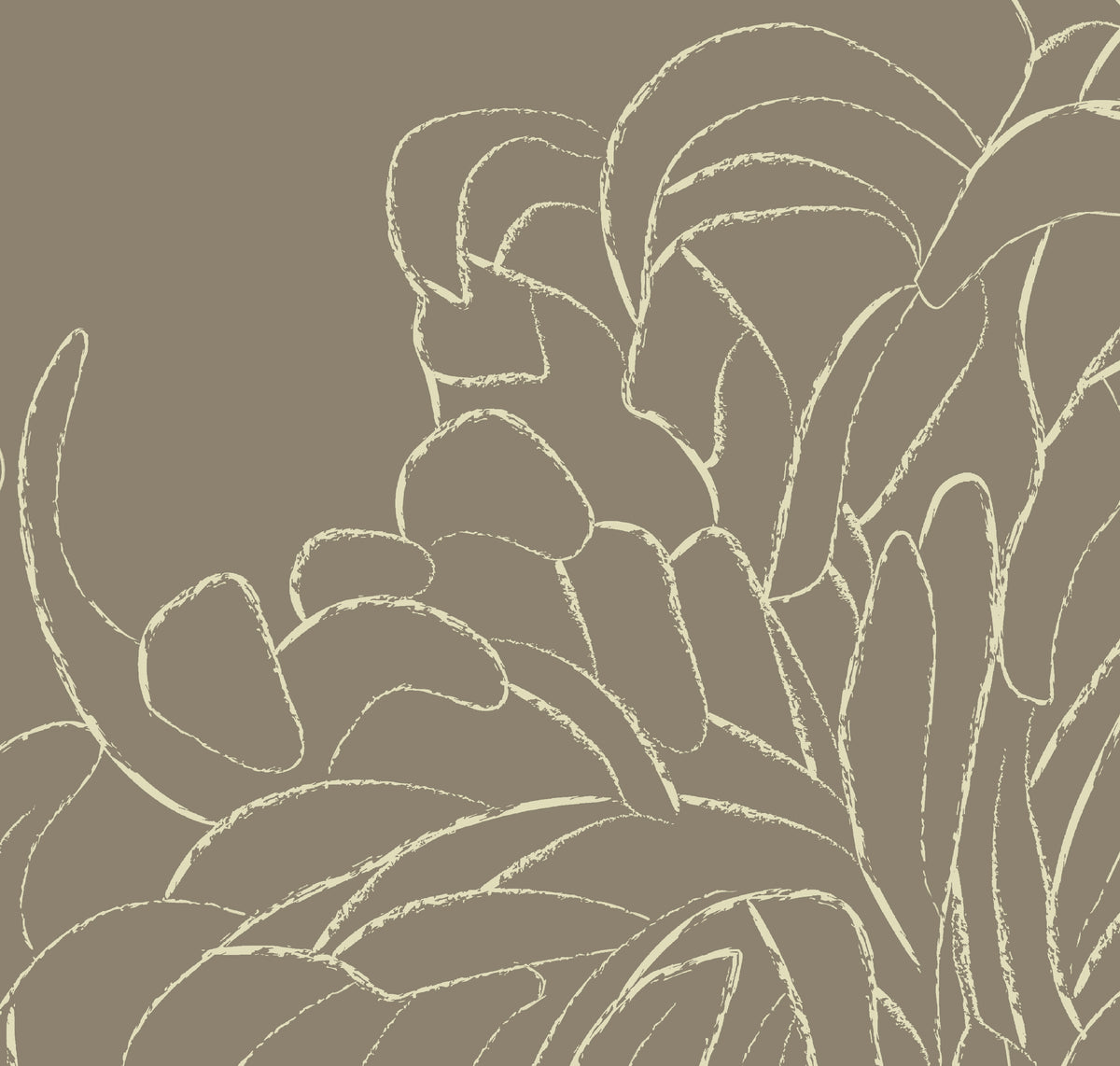 Chrysanthemum Caramel warm taupe floral mural wallpaper product swatch — HDWALLS Type II vinyl