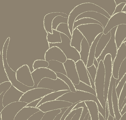 Chrysanthemum Caramel warm taupe floral mural wallpaper product swatch — HDWALLS Type II vinyl