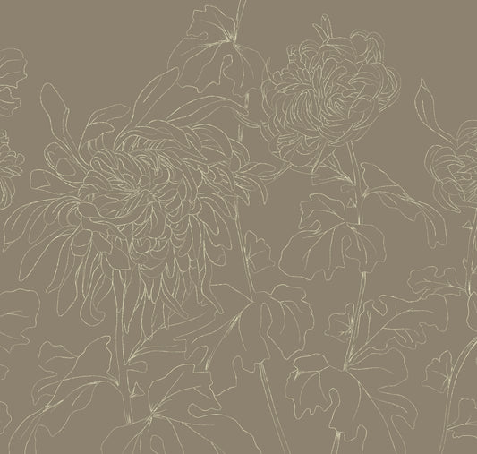 HDWALLS Chrysanthemum floral wallpaper Caramel digital swatch