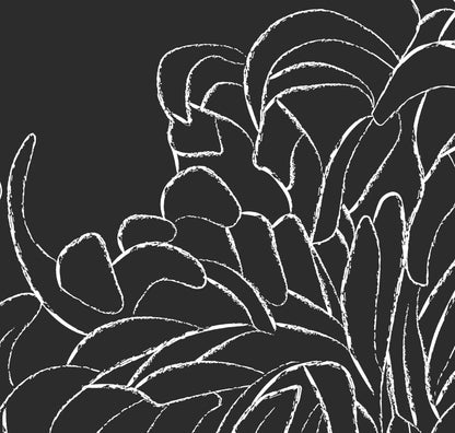 Chrysanthemum Chalk charcoal floral mural wallpaper product swatch — HDWALLS Type II vinyl