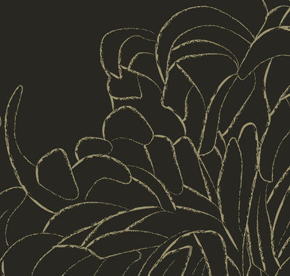 Chrysanthemum Hicory dark olive floral mural wallpaper product swatch — HDWALLS Type II vinyl