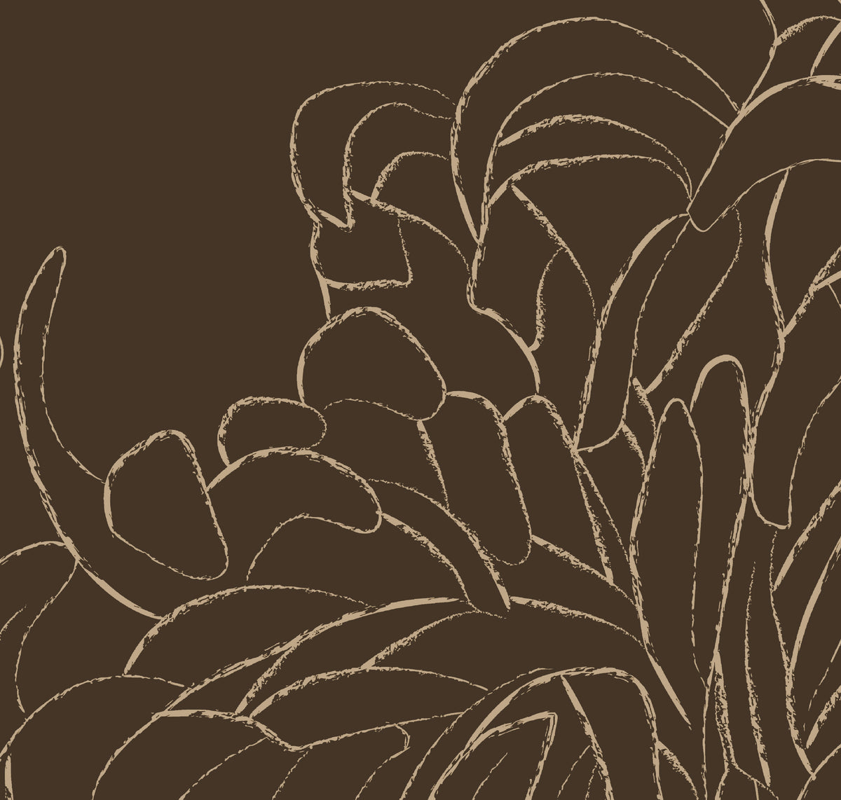 Chrysanthemum Nutmeg warm walnut-brown floral mural wallpaper product swatch — HDWALLS Type II vinyl