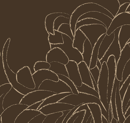 Chrysanthemum Nutmeg warm walnut-brown floral mural wallpaper product swatch — HDWALLS Type II vinyl