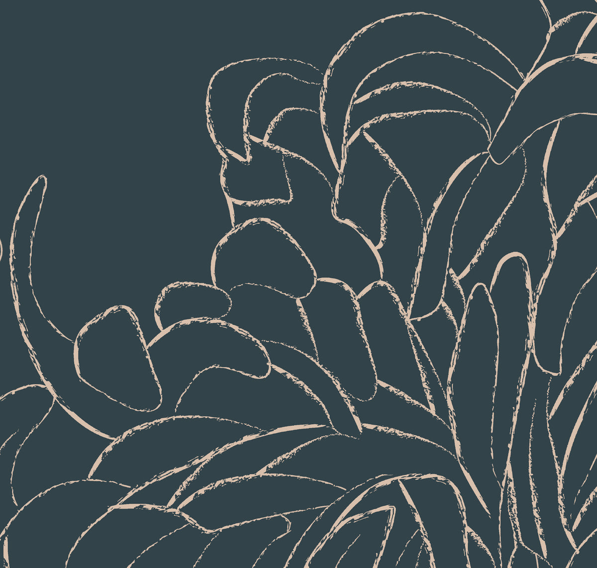 Chrysanthemum Teal deep slate-teal floral mural wallpaper product swatch — HDWALLS Type II vinyl