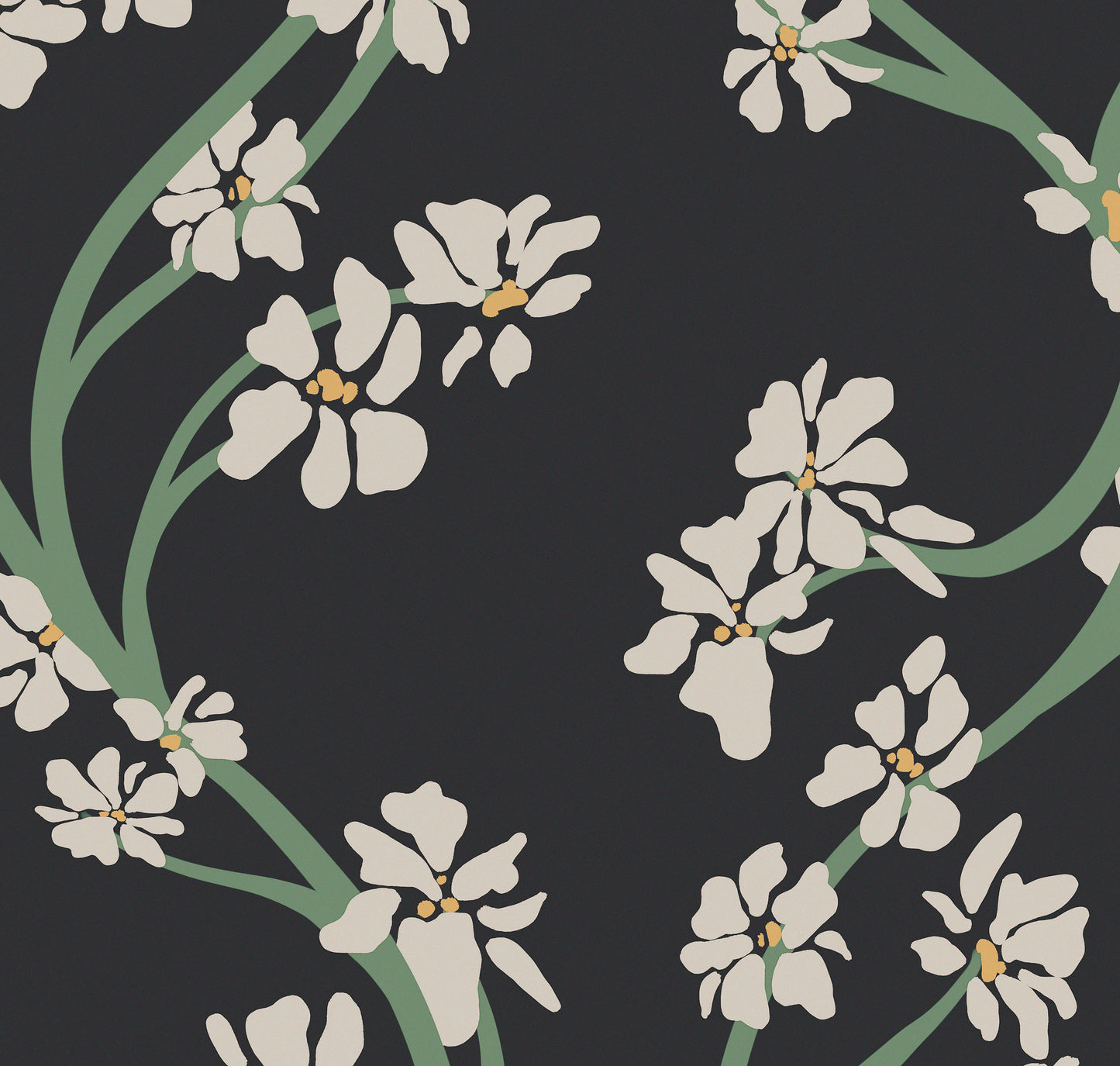 Dilly Dally Midnight botanical wallcovering in a moody interior - HDWALLS Type II vinyl