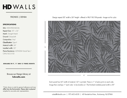 Fronds Denim by HDWALLS — wallcovering tear sheet