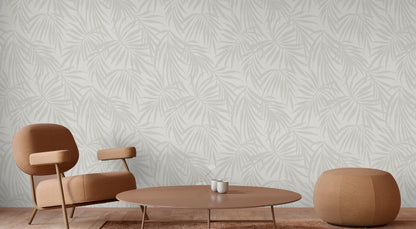 Fronds Twilight tropical palm wallpaper in room setting — coastal interior design