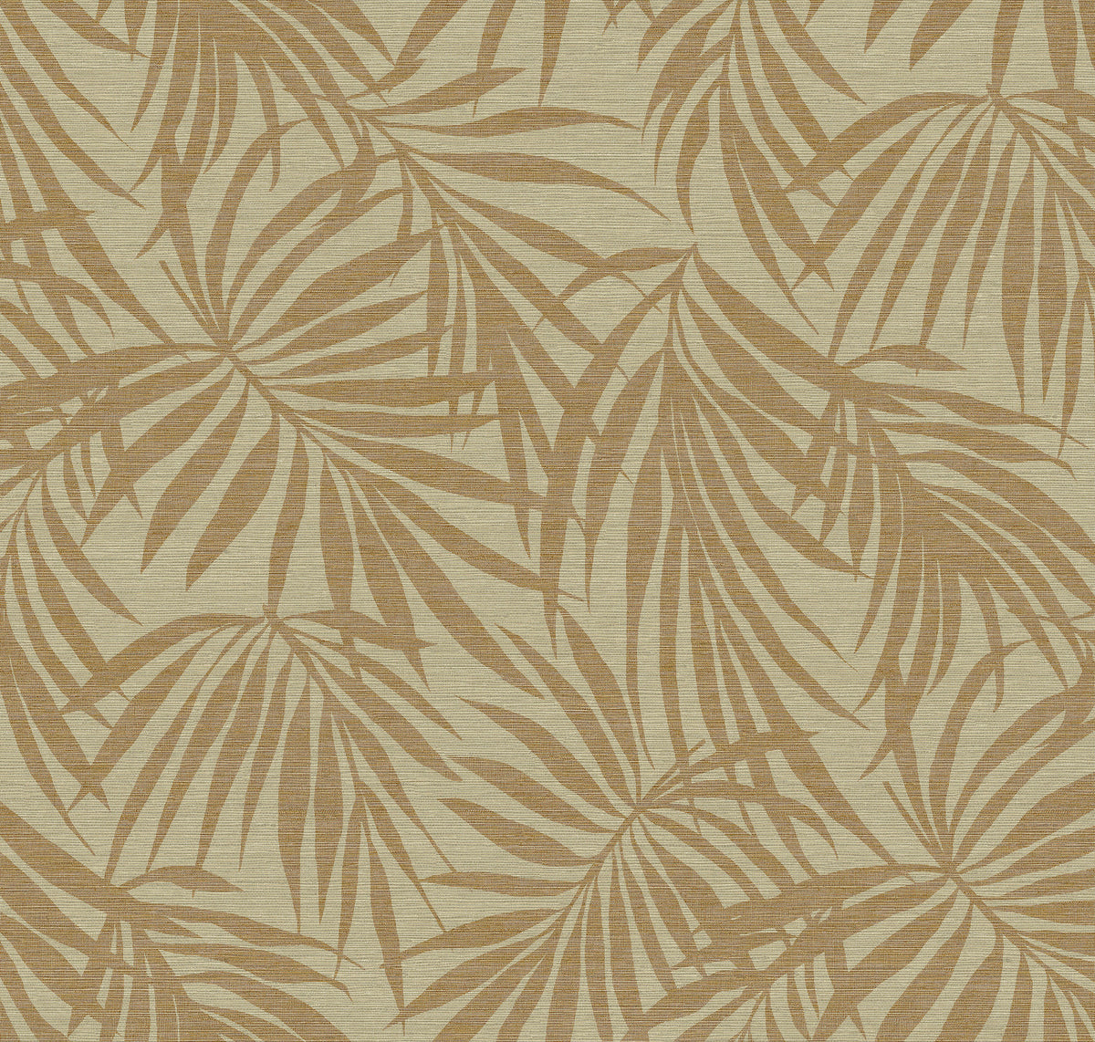 Fronds Wheat Type II vinyl wallcovering — warm sand camel palm frond grasscloth pattern