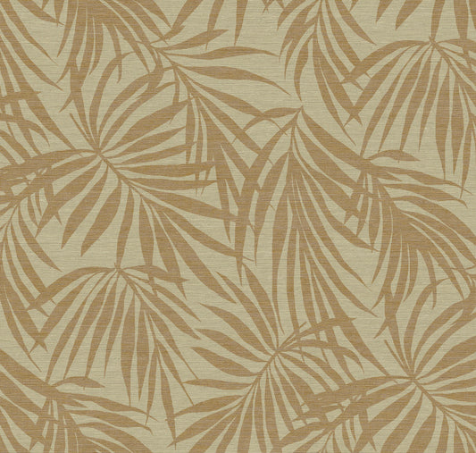 Fronds Wheat Type II vinyl wallcovering — warm sand camel palm frond grasscloth pattern
