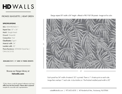Fronds Silhouette Hemp Green by HDWALLS — wallcovering tear sheet