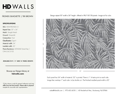 Fronds Silhouette Tiki Brown by HDWALLS — wallcovering tear sheet