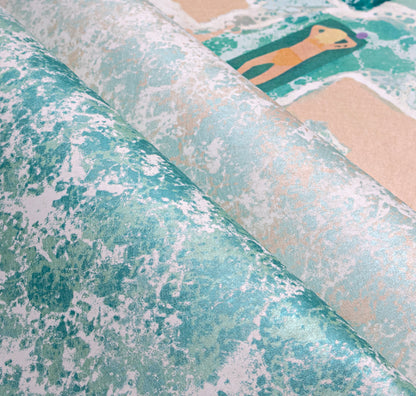Shore Thing Pacific Azure Type II Vinyl Wallcovering by HDWALLS — macro surface texture close-up