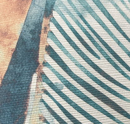 Close-up of a textured fabric with a leaf pattern