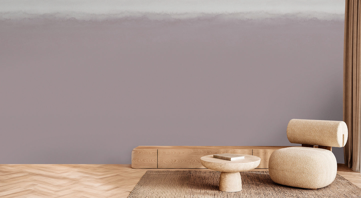Mariana Mist wallpaper mural installed in a modern Japandi interior – soft gradient ombre wallcovering by HDWALLS
