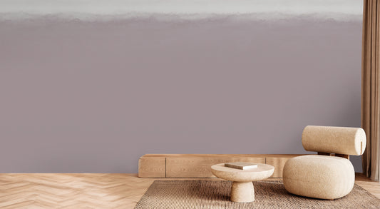Mariana Mist wallpaper mural installed in a modern Japandi interior – soft gradient ombre wallcovering by HDWALLS