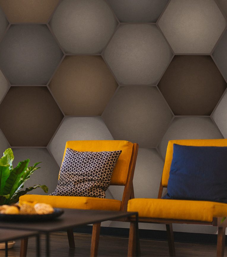HD Walls - Geometric pattern: Mandrake with Alloy colorway - Roomset